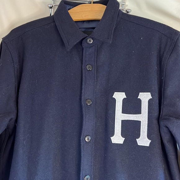 HUF Size Medium Melton Wool Blend Navy Button Up shirt - Picture 9 of 13
